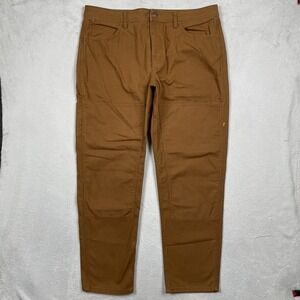 REI Co-op Trailsmith Pants Mens 38x30 Brown Double Knee Work Canvas Stretch Gorp